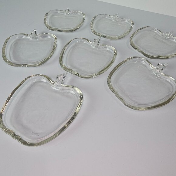 Vintage 1950's Hazel Atlas Orchard Apple Glass Coaster Dish Ashtrays, Set of 7 - Picture 3 of 4
